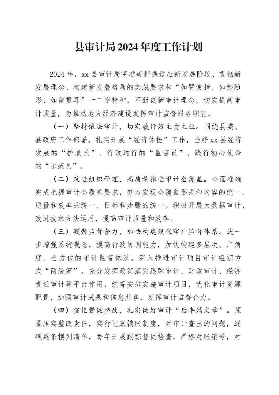 县审计局2024年度工作计划（20240111）_第1页