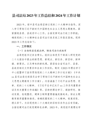 县司法局2023年工作总结和2024年工作计划（20240117）