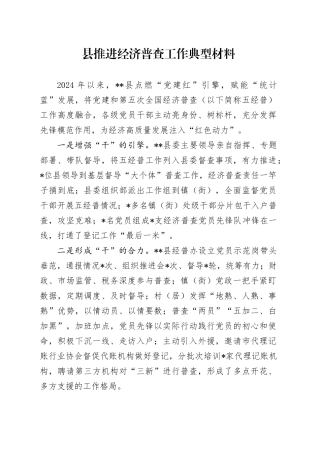县推进经济普查工作典型材料