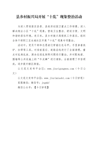 县乡村振兴局开展“十乱”现象整治活动