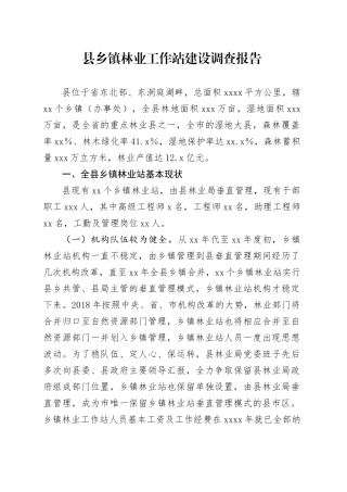 县乡镇街道林业工作站建设调查报告