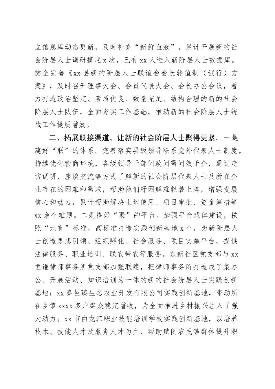 县新的社会阶层统战工作开展情况汇报（1989字）_第2页