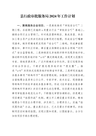 县行政审批服务局2024年工作计划（20240319）
