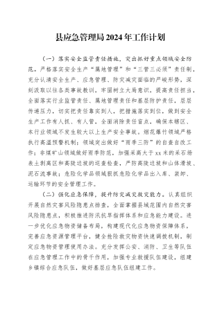 县应急管理局2024年工作计划（20240306）