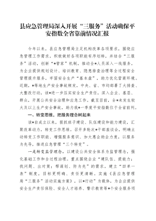 县应急管理局深入开展“三服务”活动确保平安指数全省靠前情况汇报