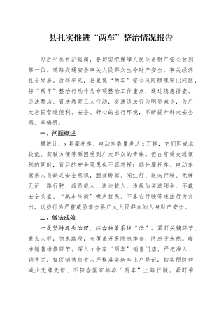 县扎实推进“两车”整治情况报告