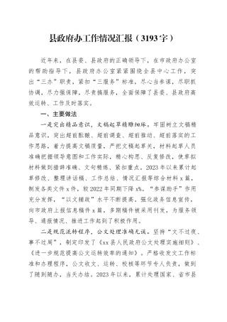 县政府办工作情况汇报（3193字）