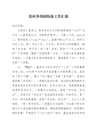 乡巩固衔接工作汇报