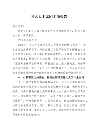 乡人大主席团工作报告