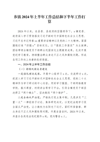 乡镇街道2024年上半年工作总结和下半年工作打算