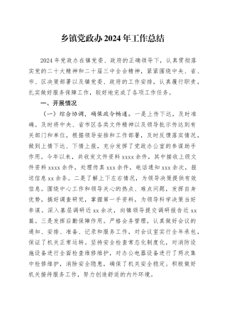 乡镇街道党政办2024年工作总结