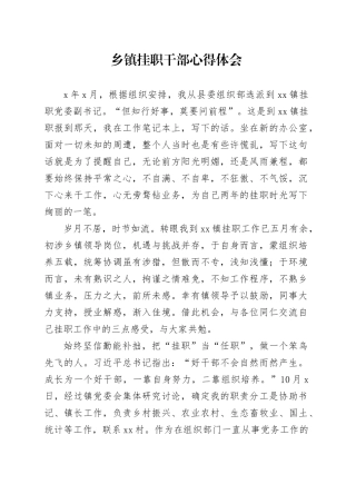 乡镇街道挂职干部心得体会