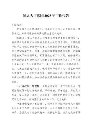 乡镇街道人大主席团工作报告1