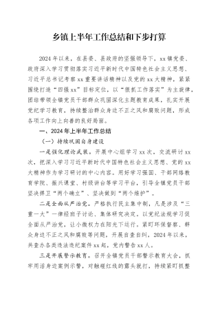 乡镇街道上半年工作总结和下步打算