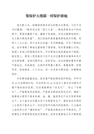 像保护大熊猫一样保护耕地