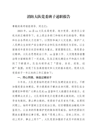 消防大队党委班子述职报告