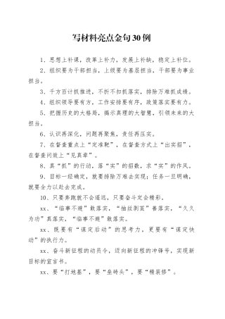 写材料亮点金句30例