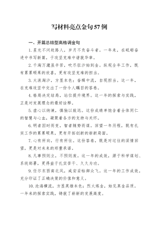 写材料亮点金句57例