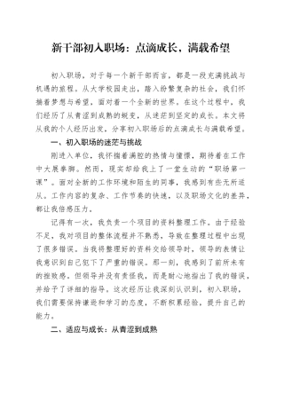 新干部初入职场：点滴成长，满载希望