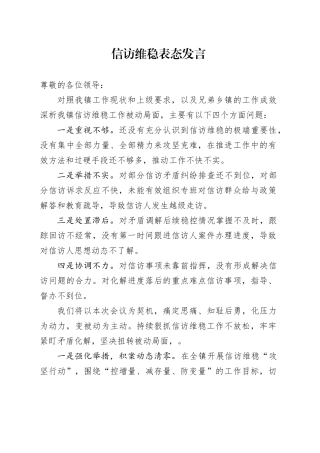 信访维稳表态发言