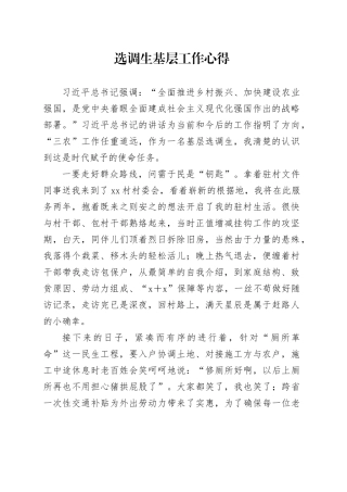 选调生基层工作心得（2）