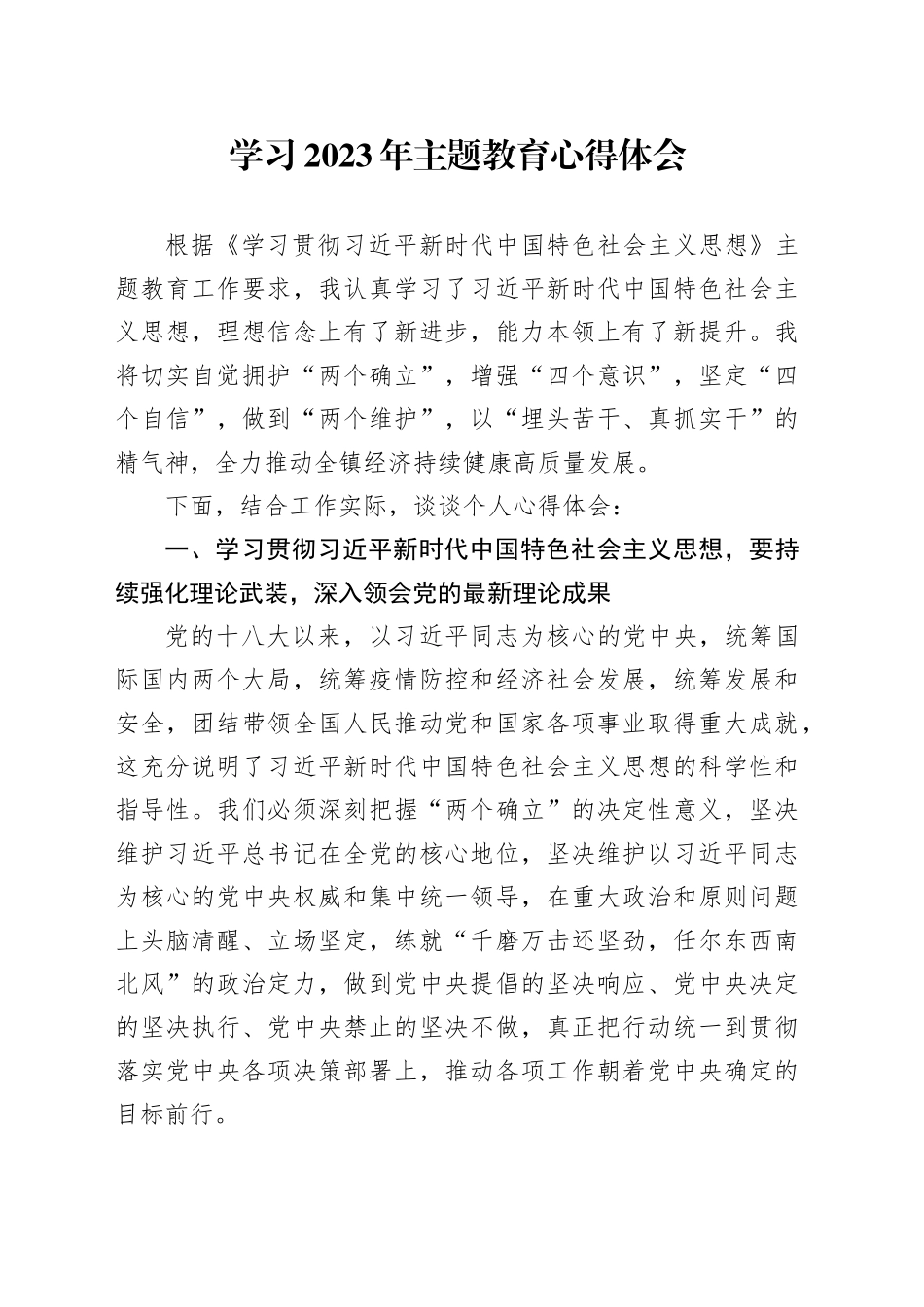 学习2023年主题教育心得体会（5）_第1页