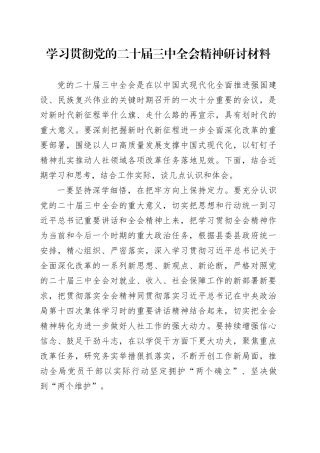 学习贯彻党的二十届三中全会精神研讨材料 （2）