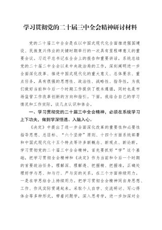 学习贯彻党的二十届三中全会精神研讨材料（4）