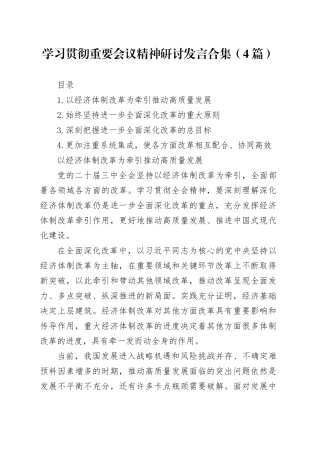 学习贯彻党的二十届三中全会精神研讨发言合集（4篇）