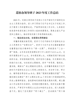 巡察办领导班子2023年度工作总结