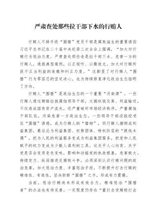 严肃查处那些拉干部下水的行贿人