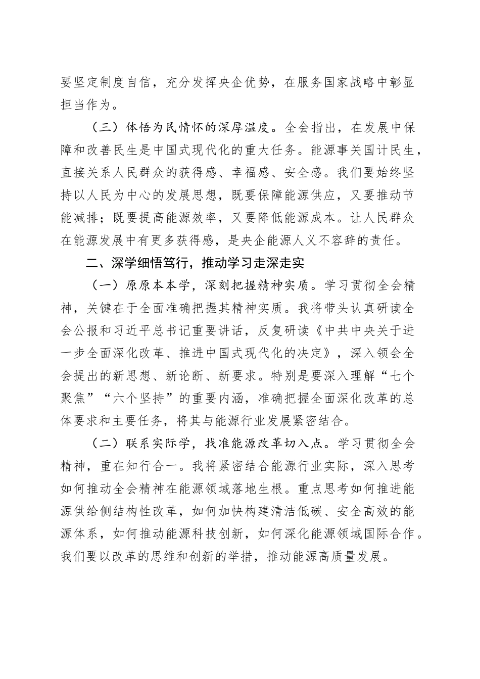 央企能源行业领导学习党的二十届三中全会精神心得体会_第2页
