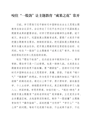 咬住“一股劲”让主题教育“成果之花”常开