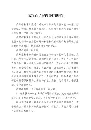 一文全面了解内部控制审计