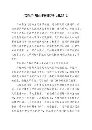 依靠严明纪律护航现代化建设