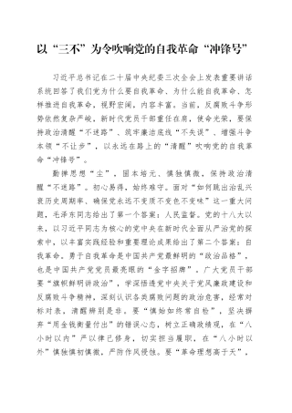 以“三不”为令吹响党的自我革命“冲锋号”