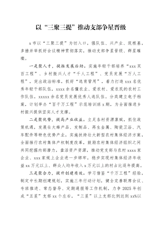 以“三聚三提”推动支部争星晋级