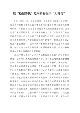以“稳健步伐”迈向乡村振兴“大舞台”