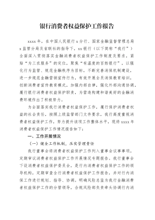 银行消费者权益保护工作报告自查总结汇报20240726
