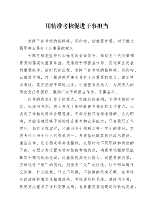 用精准考核促进干事担当