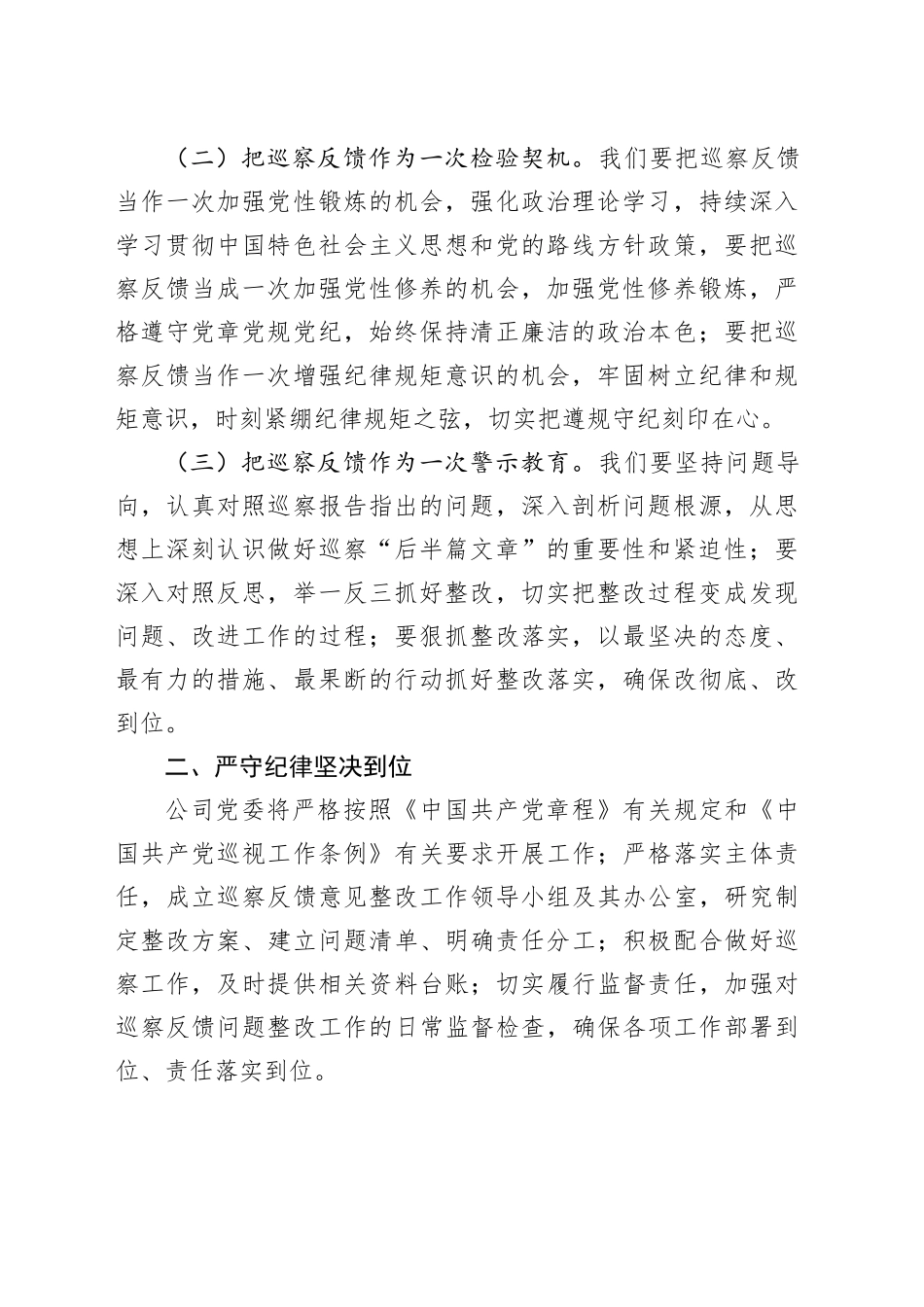 在2024年国企巡察整改工作情况反馈会上的发言_第2页