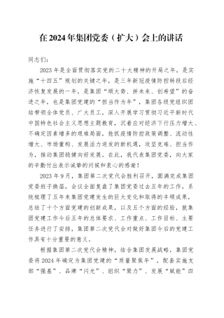 在2024年集团党委（扩大）会上的讲话(1)