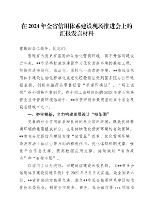 在2024年全省信用体系建设现场推进会上的汇报发言材料