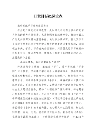 在党纪学习教育读书班上的发言