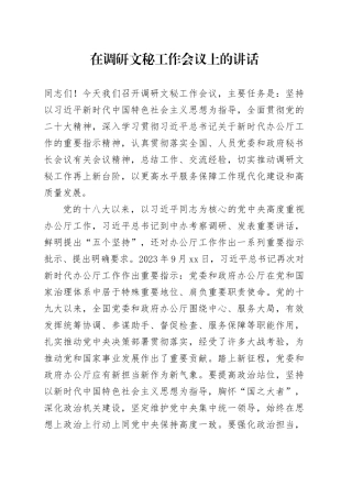 在调研文秘工作会议上的讲话
