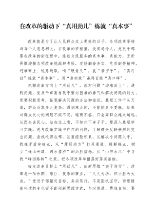 在改革的驱动下“真用劲儿”练就“真本事”