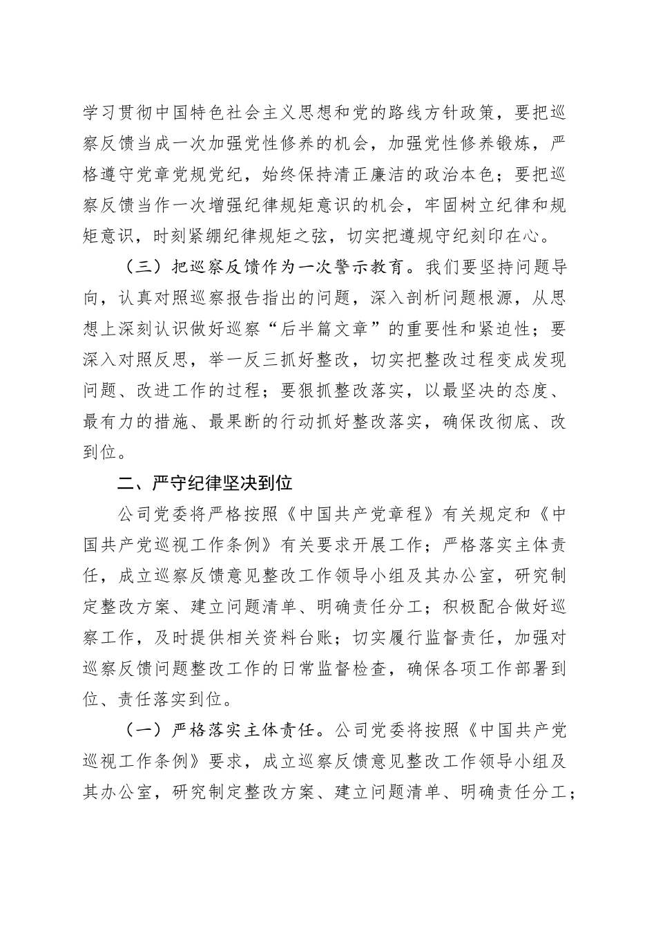 在公司巡察整改工作情况反馈会上的发言_第2页
