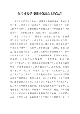 在局机关学习研讨交流会上的发言