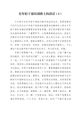 在年轻干部培训班上的讲话（1）