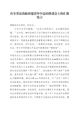 在全省法治政府建设年中总结推进会上的汇报发言